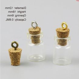 500 x 06ml Empty Small Mini Clear Glass Bottle With Wood Cork Eye Hook Sample Vial for pendant Wedding Gifthigh qty Sefcf
