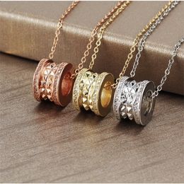 Titanium steel small waist necklace female red hollow-out European and American fashion full diamond pendant Dongguan jewelry factory