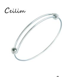 Bangle Adjustable Stainless Steel Wire Bracelets Wholesale Diy Jewelry Accessory With Expandable Charm For Usa Market Drop Delivery Dha1N