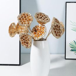 Decorative Flowers Artificial Lotus Flower Seedpod With Wire Pole Seed Pod Bouquet Garden Decoration For Home Decor