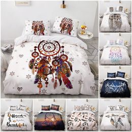 Bedding sets Letter Dreamcatcher 3d Set Fantasy Feathetr Mandala Luxury Duvet Cover Sets Comforter Bed Linen Queen King Single Size 230609
