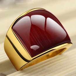 Men's Rings Stainless Steel Stainless Steel Square Red White Opal Stone Ring for Men Gentlmen Boss Jewellery Party Gift yw184CH1135