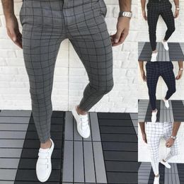 Men's Pants Men's Clothing Plaid Small Foot Pencil Thin Mid Waist Jogger Casual Trousers For Men Smart Fashion