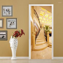 Wallpapers Po Wallpaper 3D Golden Stairs Murals El Living Room Door Sticker Modern Spatial Expansion PVC Wall Papers Papel De Parede