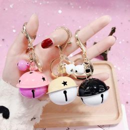 creative fashion metal car party favor small bell cartoon key chain female accessories pendant multi-color optional wholesale JN10