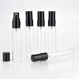 Wholesale 100 Pieces/Lot 10ML Mini Portable Glass Perfume Bottle With Black Sprayer Empty Cosmetic Parfum Vial For Traveller Kknio