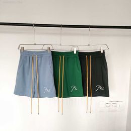 Men's Shorts Black Green Grey RHUDE Shorts Men Women Letter Embroidery Drawstring Pocket Streetwear Casual Oversized Rhude Breeches