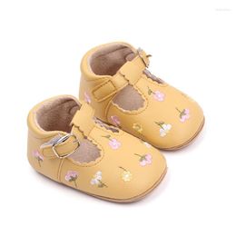 First Walkers 2023 Summer Baby Girls Premium Flats Rubber Sole Infant Wedding Princess Shoes PU Leather Toddler Walker Crib Shoe