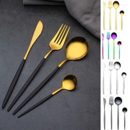 Dinnerware Sets 304 Stainless Steel Cutlery Set Bright Gold-plated Tableware Western Steak Knife Fork Tea Spoon Home Dinner K5