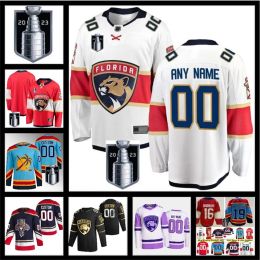 CarolinaPanthers2023 Stanley Cup Final Aleksander Barkov Hockey Jerseys Aaron Ekblad Matthew Tkachuk Sergei Bobrovsky Jaromir Jagr Home Shirts