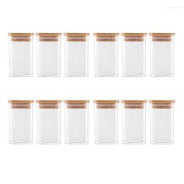 Storage Bottles 12Pcs Glass Spice Jars With Bamboo Lid Empty Seasoning For Salt Sugar