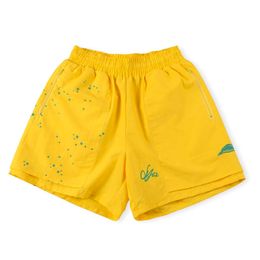Summer Shorts Jogger Summer Pant For Men Women Embroidery Drawstring Zip Pocket Short Pants Holidays Clothing Yellow Black