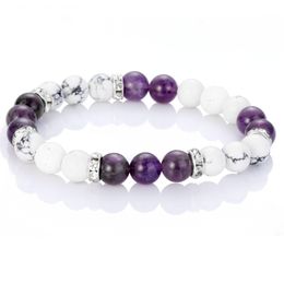 Beaded Natural Amethyst Bead Bracelet Lava Stone Distance For Friends Healing Nce Men Women Drop Delivery Jewelry Bracelets Dh8Rl