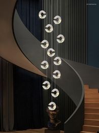 Pendant Lamps Modern C-type Crystal Chandelier Led Lights Hanging For Ceiling Hall And Living Room Chandeliers Stairs Lighting