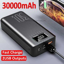 Free Customised LOGO Fast Charging Power Bank 30000mah High Capacity Portable Charger Digital Display External Battery Flashlight for Xiaomi IPhone