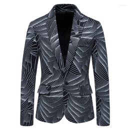 Men's Suits 9 Colors! Men's Fashion Printed Blazer Business Casual Classic One-button Blazers European Size Mens Jacket