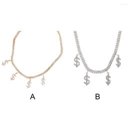 Pendant Necklaces Alloy Women Dollar Sign Necklace Rhinestone Decorative Replacement Ladies Banquet Unfading Choker Jewellery Birthday Gift