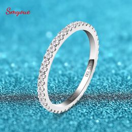 Wedding Rings Smyoue 18k White Gold Plated Full for Women Matching Diamond Band S925 Sterling Silver Jewelry 230609