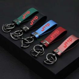 Zyu1 Keychains Lanyards Jeep Herdsman Car Key Ring New High-end Suede Car Carbon Fibre Car Rotating Horseshoe Ring Key Ring Shop