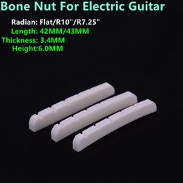 1 Piece Real Slotted Bone Nut For 6 Strings ST Electric Guitar ( Bottom Flat / R7.25 / R10 42MM*3.4MM*6MM )