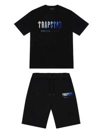 Trapstar London t shirt Chest Blue White Colour Towel Embroidery mens Shirt and shorts High Quality casual Street shirts British Tidal flow design 358ess