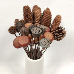 Decorative Flowers Bouquet Made Of Natural Plants Consisting Oof Pine Cones Lotus Discs And Lamanuts 5pcs/Lot Shooting Props Diy Flower