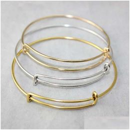 Bangle New Fashion Expandable Wire Bracelets Diy Jewellery Pick Size Cable Adjustable Charm Bracelet Accessories Wholesale Drop Deliver Dhdc6
