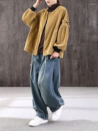 Women's Jeans Autumn Winter Loose Oversized Women's Retro Literary Grinding White Mopping Casual Pants Bloomers Women