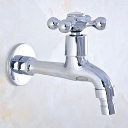 Bathroom Sink Faucets Polished Silver Chrome Brass Cross Handle Washing Machine Faucet / Garden Water Tap Dav159