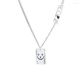 Chains 362L ZFSILVER Fashion Trend Silver 925 Retro Clown Face Letter Joker Necklace For Girl Women Charm Jewelry Accessories Match-all