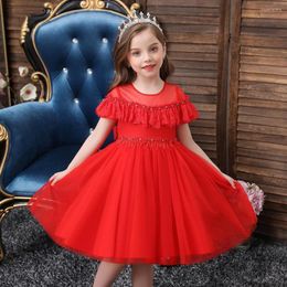 Girl Dresses 1 Year Birthday Dress Lace Baby Girls Clothes Pink Kids Party Princess Ruffle Ball Gown 1-6T