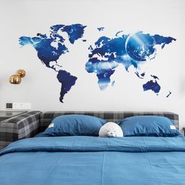 Wall Stickers 3D Three-Dimensional Blue Map Of World Sticker Creative Transformation Bedroom Decoration Wallpaper Self-Adhesive