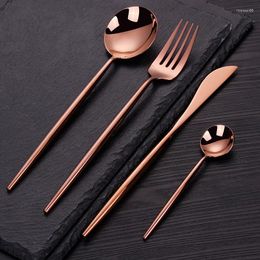 Dinnerware Sets Home Tableware Stainless Steel Cutlery Complete Rose Gold Fork Spoon Knife Set Dinner Flatware