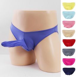 Underpants Mens Erotic Lingerie Long Penis Bag Men Uderwear Ultra-thin Ice Silky Sexy Briefs Sissy Panties Male Breathe