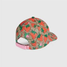 Classic Letter Strawberry print baseball cap Women Famous Cotton Adjustable Skull Sport Golf Ball caps Curved high quality cactus 313V