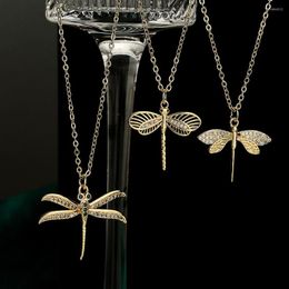 Pendant Necklaces Mafisar Trendy Simple Gold Color Full Zircon Mini Delicate Dragonfly Chains For Women Party Birthday Gifts