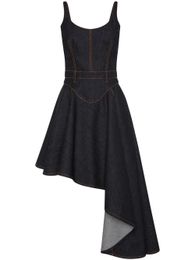 LOW2023WE Street Style Dresses luxury brand designer Anagram embroidery logo Moving CASTLE Bustier dress satin tie-dye cotton Asymmetric denim corset dress