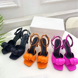 2023Designer Luxury pure Colour Round roll heeled sandals Fashion womens Red/yellow/black Peep-toe One line buckle Strappy Sandal ladys Sexy outdoor Stiletto shoes