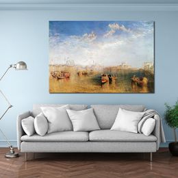 Marine Painting Joseph William Turner Giudecca La Donna Della Salute and San Georgio Handmade Canvas Art Modern Restaurant Decor