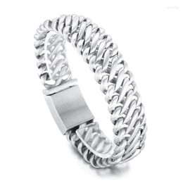 Link Bracelets Brush Stainless Steel Bracelet Classic Miami Chain Masculine Style For Mens Boys 20mm 8.26inch 87g Weight High Polished