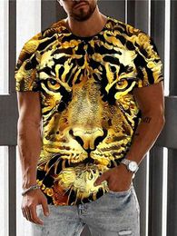 Men's Unisex T shirt Tee Animal Tiger Graphic Prints Crew Neck 3D Print Daily Holiday Short Sleeve Print Clothing Apparel Designer Casual Big and Tall