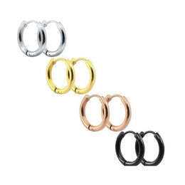 Hoop Huggie Fashion816Mm Earrings 316L Stainless Steel 18K Gold Plated Sier Rose Black Fashion Jewelry Round Punk Hie For Drop Deli Dhq3Z