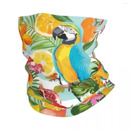 Scarves Cute Macaw Tropical Forest Fruits Bandana Neck Gaiter Parrots Cockatiel Animal Face Scarf Multi-use Balaclava Unisex Adult