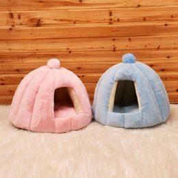 Cat Beds Cute Warm Kennel Pet Winter Supplies Pumpkin House For Kitten Puppy Small Dog Bed Cushion