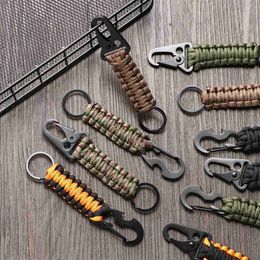 Zbal Keychains Lanyards 1pc Paracord Keychain Braided Outdoor Survival Kit Keyring for Men Utility Climb Camping Emergency Carabiner Hook Cord Key Chain