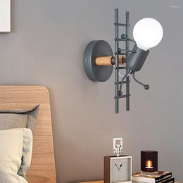 Wall Lamp Thrisdar Creative Climbing Stairs Doll LED Cartoon Safe Kids Baby Bedroom Bedside Sconce Light Porch Aisle