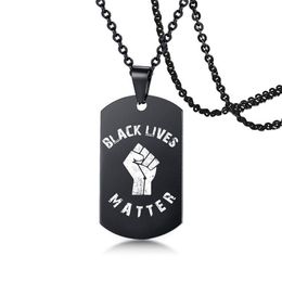 Pendant Necklaces Black Lives Matter Necklace Hiphop Stainless Steel Protest Military Brand Boy Jewelry Gifts Drop Delivery Pendants Dhw1I