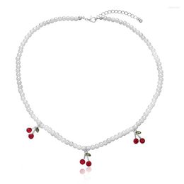 Pendant Necklaces 1pc Necklace Fake Pearl Cherry Decor Charm For Women & Ladies Girls Jewelry Accessories