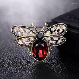 Brooches Copper Red Green Zircon Insect Bee Pin Fashion Animal Women's Brooch Coat Clothing Accessories Gift For Friends