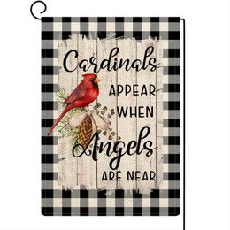 1pc Winter Decorative Garden Flag Double Sided Red Bird Snowflake Quote Memorial Gift Outdoor Small Decor, Christmas Farmhouse Home Outside Decoration